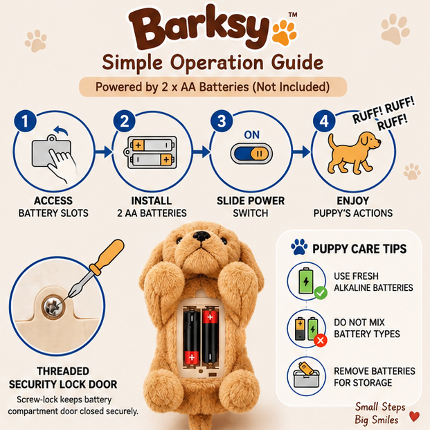 Barksy Walking Puppy with Wagging Tail & Moving Head | 2 Free AA Battery